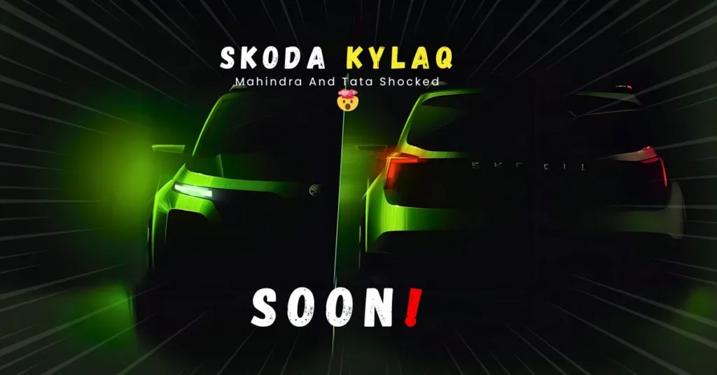 Detailed view of Skoda Kylaq's premium features, including leather upholstery, ambient lighting, and advanced infotainment system, showcasing its luxurious interior and cutting-edge technology